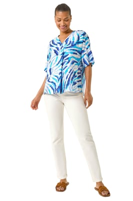 Animal Print Pleated Tunic Top