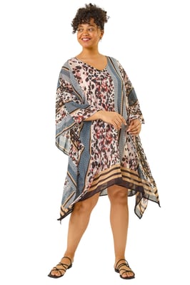 Curve Contrast Print Kaftan