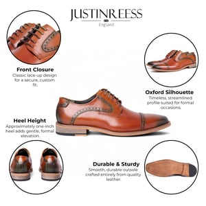 Justin Reess Heren Bruine Leren Veterschoenen Oxford - Jenson