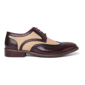 Justin Reess Heren Bruine Leren Canvas Detailing Brogue Schoenen - Cole