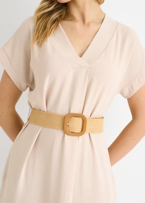 Beige Air Flow Belted Oversized Dress