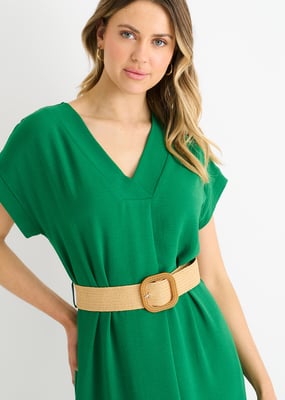 Green Air Flow Belted Oversized Dress