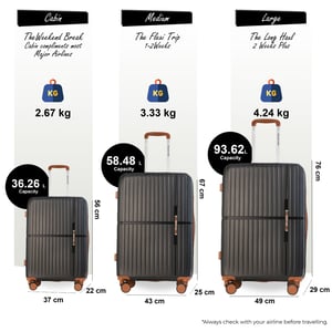 Hard Shell Black Strong Suitcase 8 Wheel Cabin Luggage Holiday Travel Case