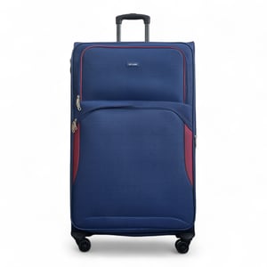 Expandable Soft Navy Blue Extra Large 8 Wheel Lightweight Suitcase Luggage Travel Bags