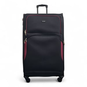 Expandable Soft Black Extra Large 8 Wheel Lightweight Suitcase Luggage Travel Bags
