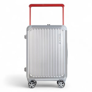 Hårt skal i silverfärgad Rimowa-inspirerad TSA-kabinväska, hållbar spinner, handbagage