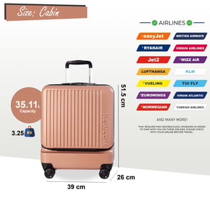 Slitstark EasyJet Ryanair 39 x 26 x 51,5 cm rosa resväska med öppen kabin framtill