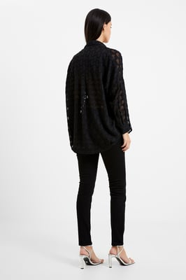 Black Popover Shirt With Long Cuffed Sleeves