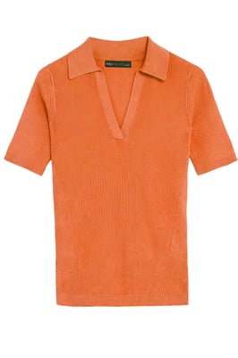 Ribbed Collared Short Sleeved Top