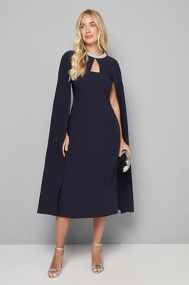 Petite Embellished Seam Detail Cape Sleeve Dress