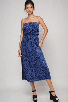 Paisley Bandeau Ruched Dress