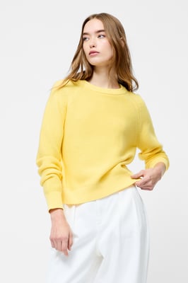 Yellow Cotton Mozart Knit Long Sleeve Jumper
