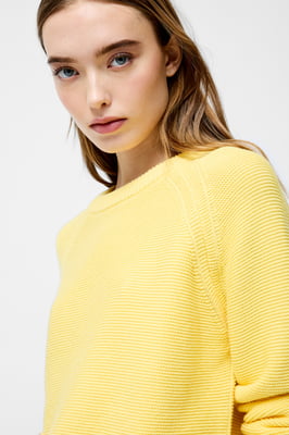 Yellow Cotton Mozart Knit Long Sleeve Jumper