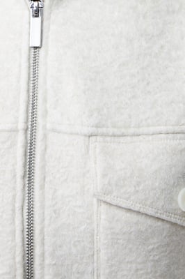 Cream Boucle High Neck Zip Up Jacket