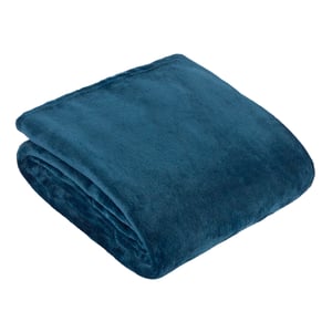 Furn Plain Harrow Fleece Throw, 140 cm x 180 cm, Blue