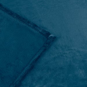 Furn Plain Harrow Fleece Throw, 140 cm x 180 cm, Blue