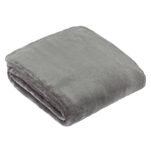 Furn Plain Harrow Fleece Throw, 140 cm x 180 cm, Grey