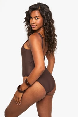 Petite Swimwear Essentials Square Neck Swimsuit
