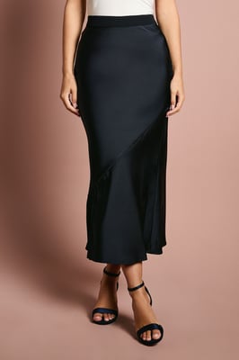 Satin Detail Fitted Skirt