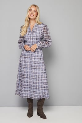 Petite Check Burn Out Tie Front Midi Dress