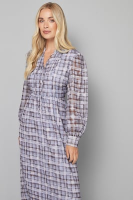 Petite Check Burn Out Tie Front Midi Dress