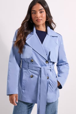 Petite Double Breasted Belted Trench Coat