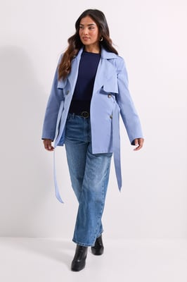 Petite Double Breasted Belted Trench Coat