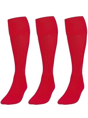 3 Pack Red Football Socks Kids