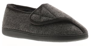 Dr Keller Mens Slippers Wide Opening Vince Touch Fastening grey