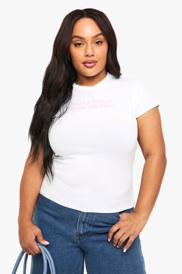 PLUS MORE PIZZA LESS DRAMA BABY TEE