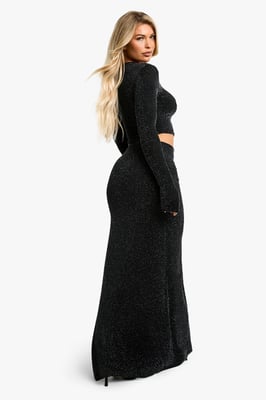 Glitter Twist Front Maxi Skirt
