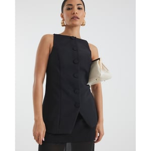 River Island Womens Waistcoat Petite Black Square Neck Strappy