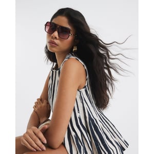 River Island Womens Black Stripe Sleeveless Pleated Top