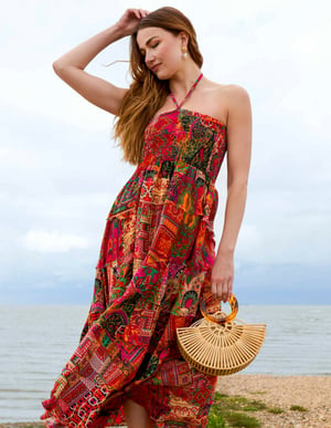Tiered Halter Neck Dress