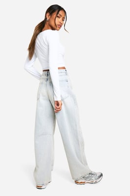 Seam Detail Barrel Leg Jeans