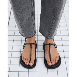 River Island Womens Sandals Black Toe Thong Footbed