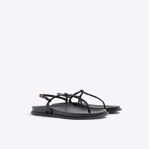 River Island Womens Sandals Black Toe Thong Footbed
