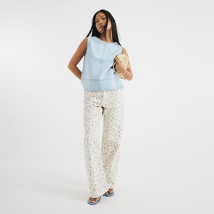 River Island Womens Straight Jeans Petite Beige Leg Ditsy Floral