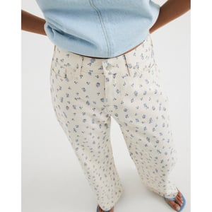 River Island Womens Straight Jeans Petite Beige Leg Ditsy Floral