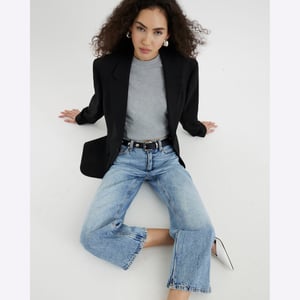 River Island Womens Straight Jeans Blue High Waisted Relaxed Crop
