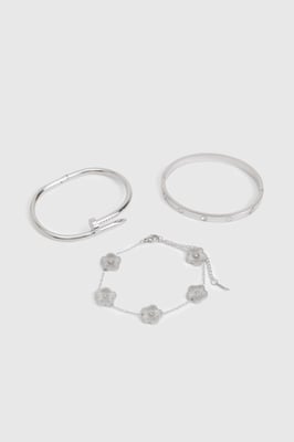 3 Pack Silver Detail Bracelets
