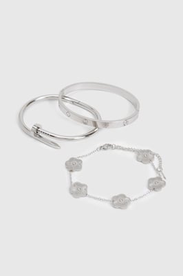 3 Pack Silver Detail Bracelets