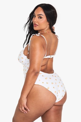 Plus Tangerine Print Bandeau Swimsuit