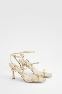 Metallic Padded Strappy High Heels