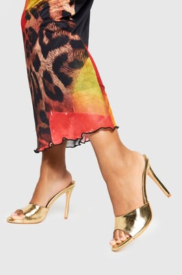 Metallic Heeled Mules