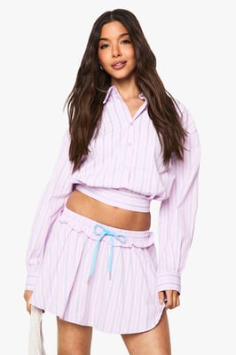 Ruffle Seam Skater Mini Skirt