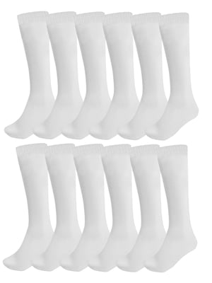 12 Pack Kids Plain Knee High Socks