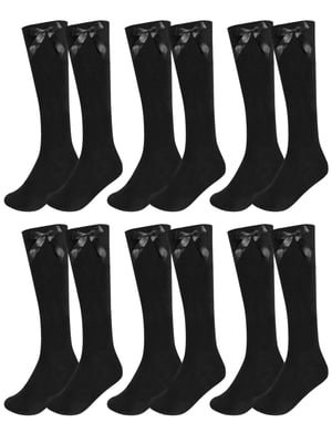 6 Pack Girls Knee High Socks With Bow