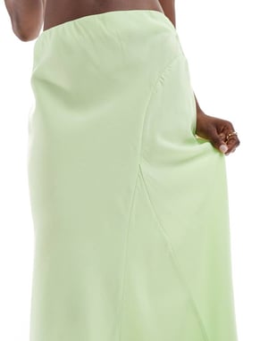 Vero Moda seam detail fluid maxi skirt in lime green