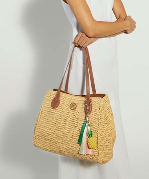 Dune Accessories Devotedly - Raffia Double Grab Handle Tote Bag